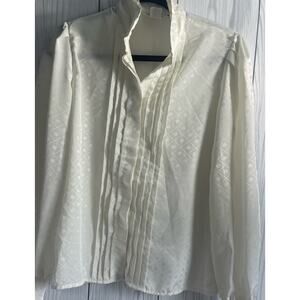 Vintage Alexandria Polyester Pleated Collar Blouse Sheer Blouse Size 10